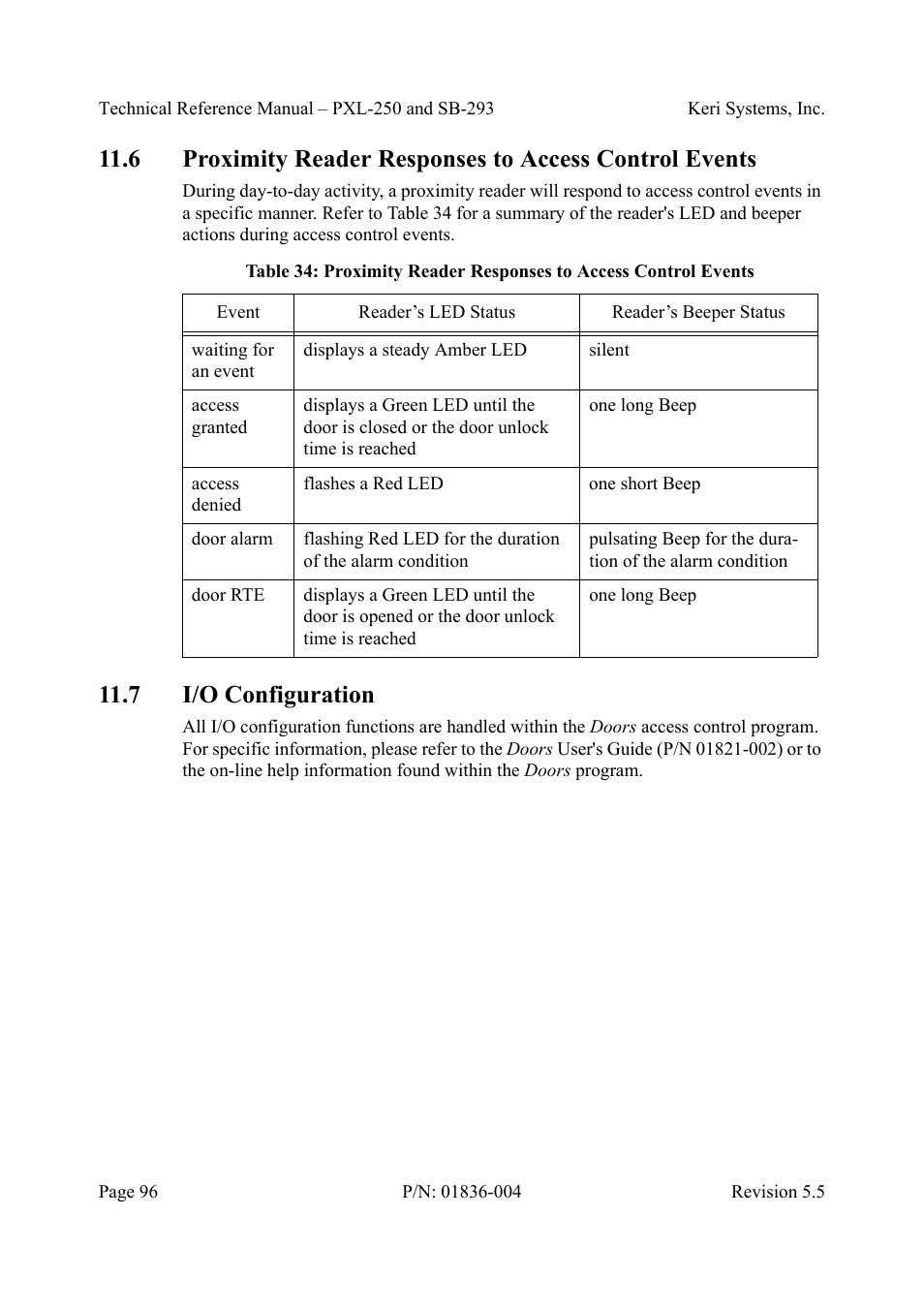 7 i/o configuration | Keri Systems SB-293 User Manual | Page 96 / 108