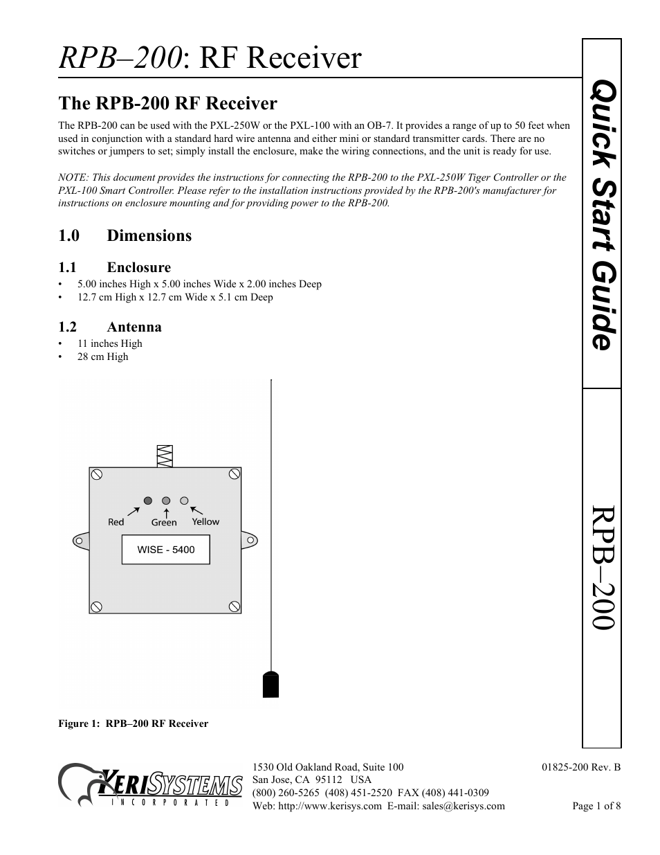 Keri Systems RPB-200 User Manual | 8 pages