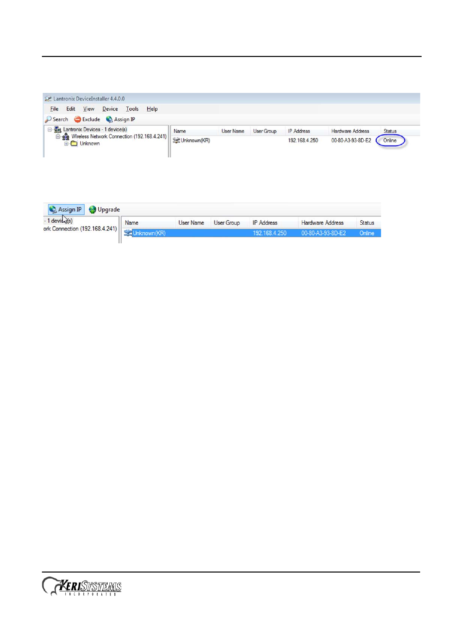 3 assigning a static ip address, Lan-520 aesp, Installation guide | Keri Systems LAN-520 User Manual | Page 7 / 13