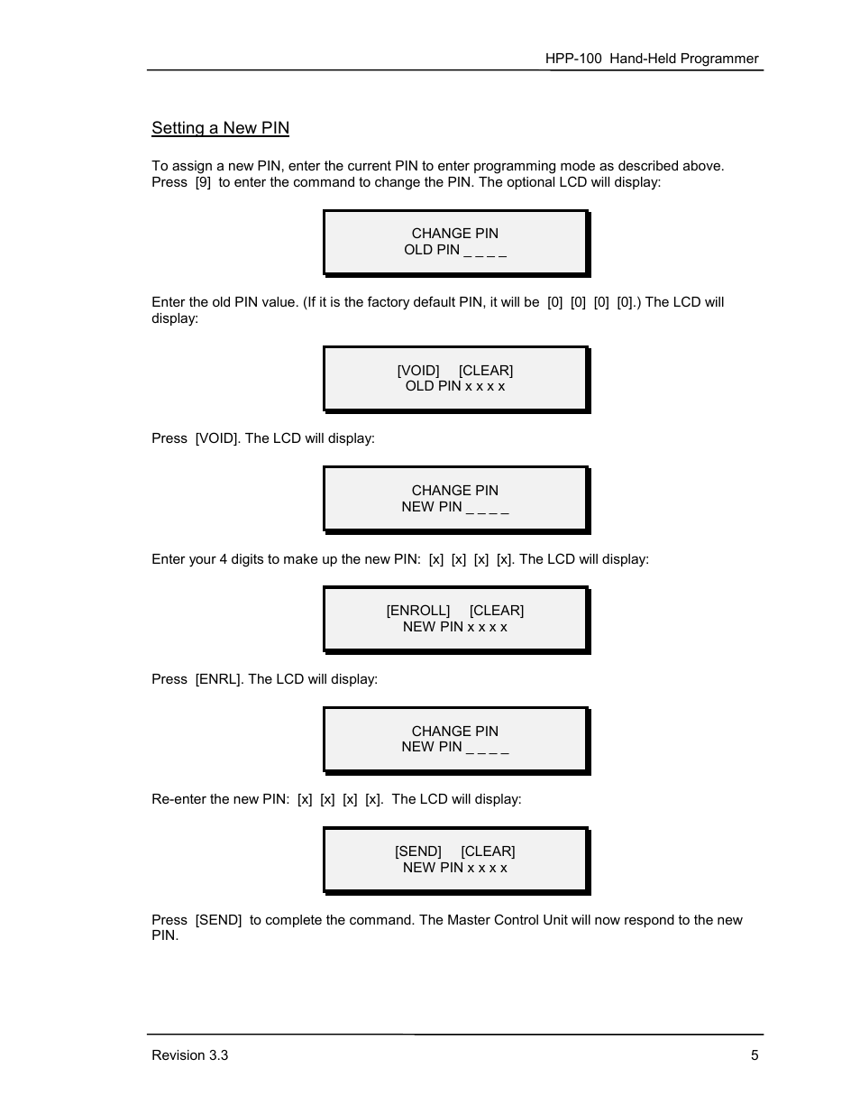 Setting a new pin | Keri Systems HPP-100 User Manual | Page 11 / 48