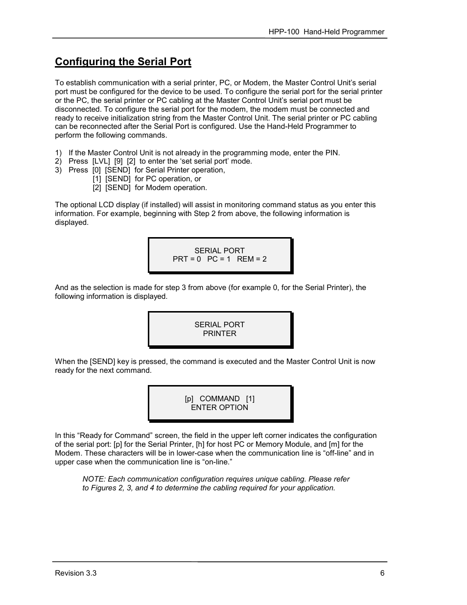 Configuring the serial port | Keri Systems HPP-100 User Manual | Page 12 / 48