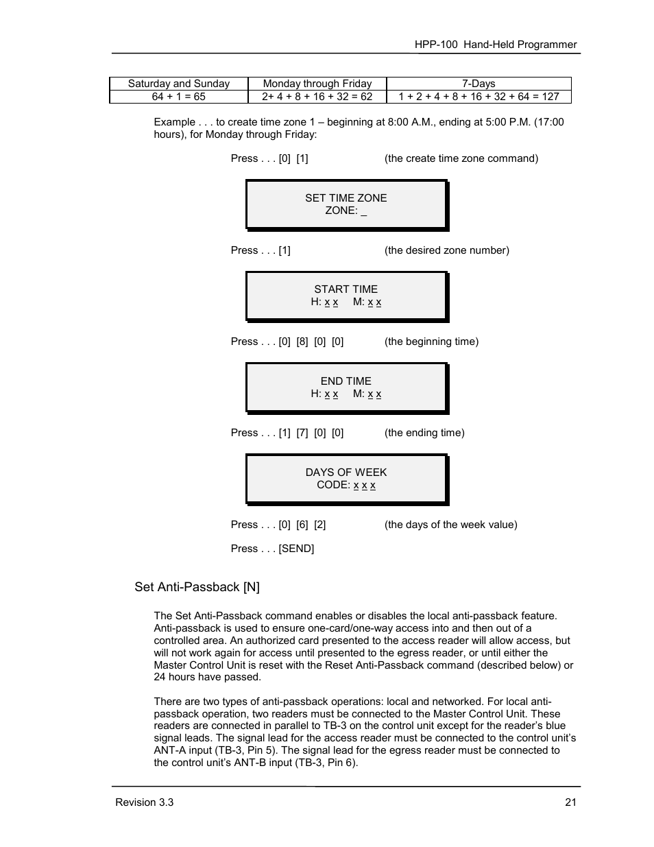 Set anti-passback [n | Keri Systems HPP-100 User Manual | Page 27 / 48