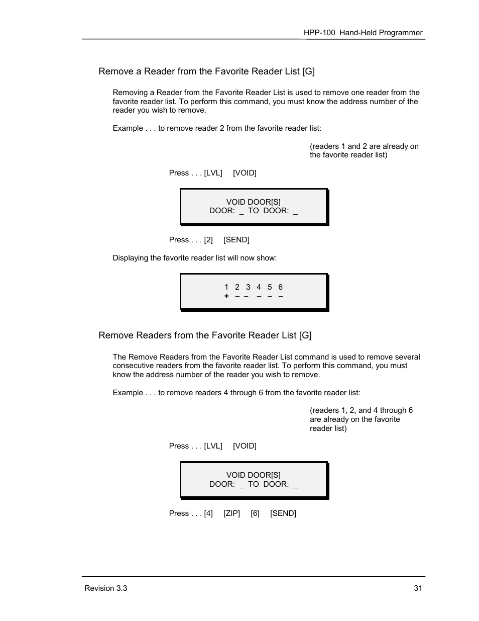 Remove a reader from the favorite reader list [g, Remove readers from the favorite reader list [g | Keri Systems HPP-100 User Manual | Page 37 / 48