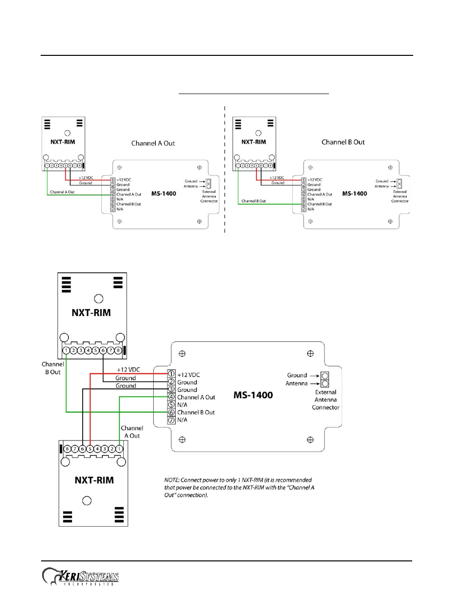 0 nxt-rim wiring, Nxt-rim wiring, Ms-1400 keri keys receiver | Keri Systems MS-1400 User Manual | Page 4 / 7