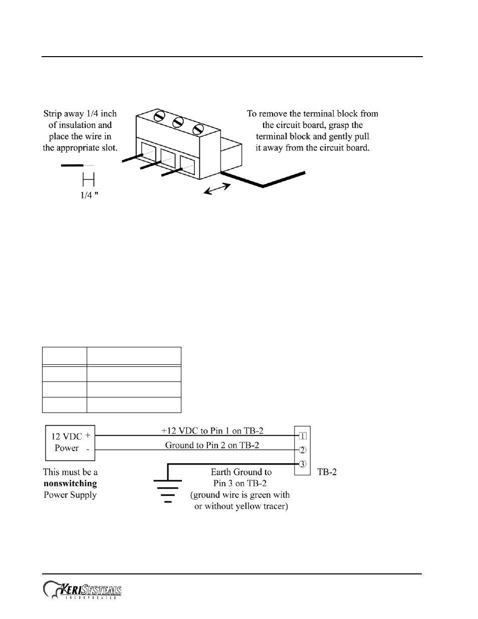 0 wiring instructions, 1 terminal blocks, 2 connecting the earth ground and the 12 vdc power | Ection 05 - wiring instructions, Entraguard, Platinum telephone entry controller, Quick start guide | Keri Systems EntraGuard Platinum Quick Start User Manual | Page 8 / 28