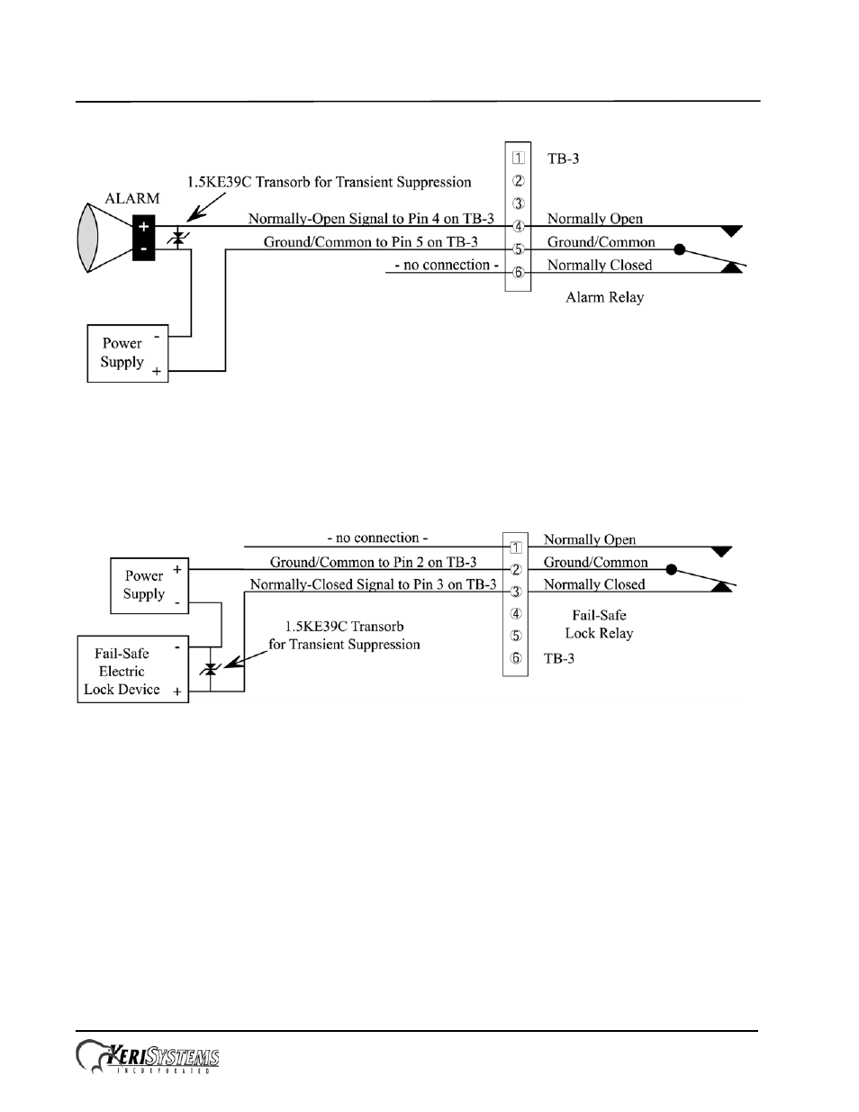 6 connecting an alarm output relay, 7 connecting a fail-safe lock output relay, Entraguard | Titanium telephone entry controller | Keri Systems EntraGuard Titanium Quick Start User Manual | Page 9 / 26