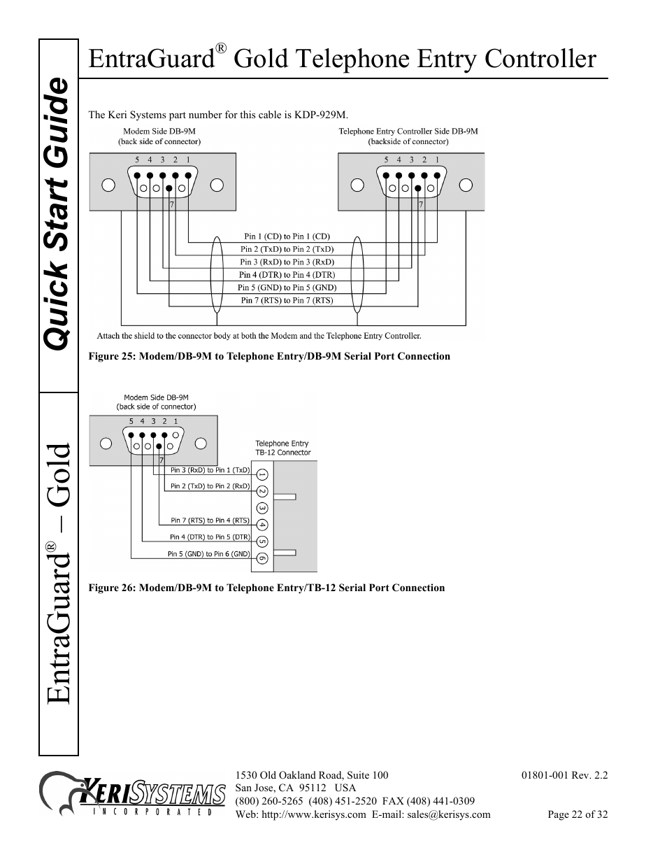 N in figure 25, Quick s tart guide entraguard, Gold | Entraguard, Gold telephone entry controller | Keri Systems EntraGuard Gold Quick Start User Manual | Page 22 / 32