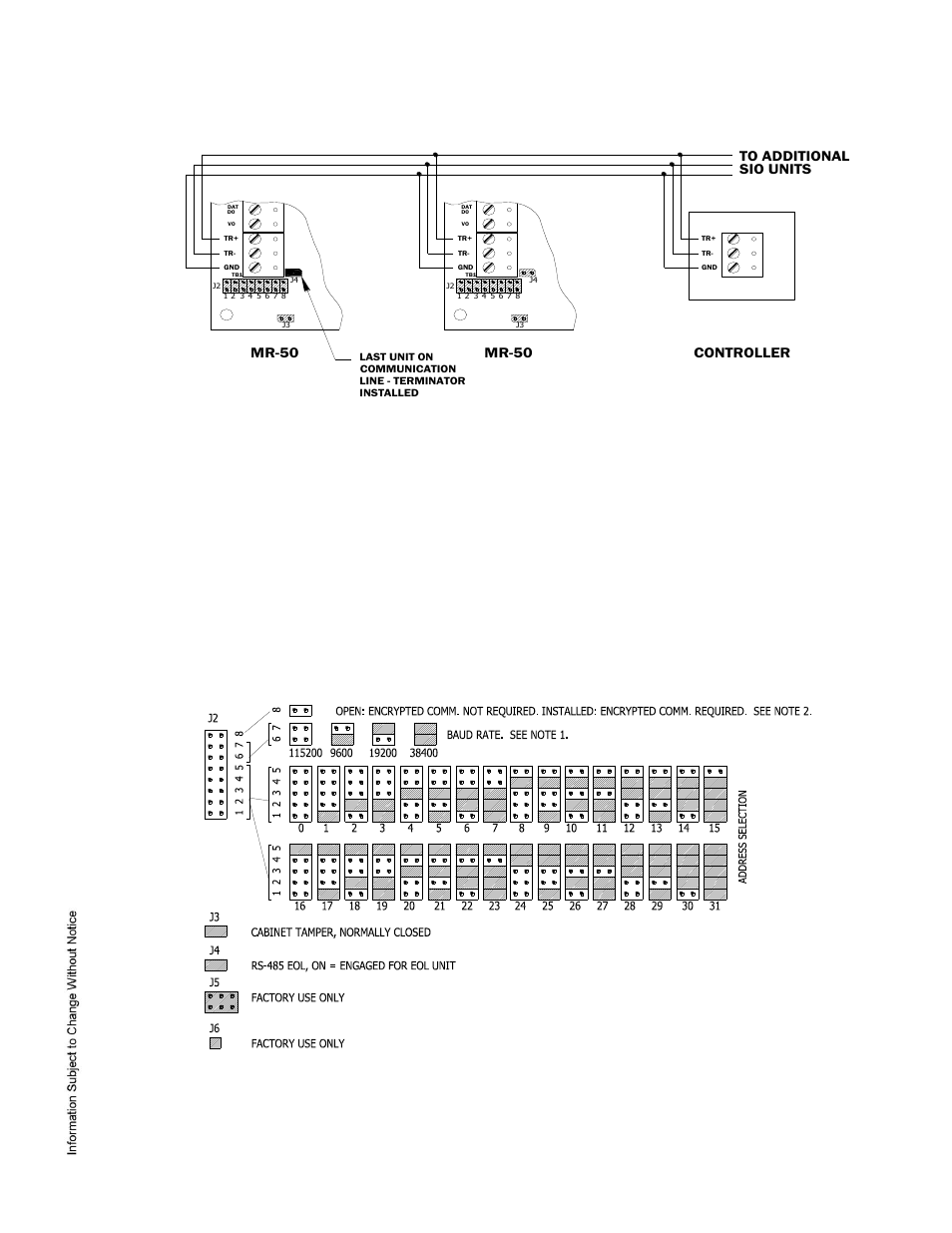 Communication to a controller, Mr-50 controller to additional sio units, Mr-50 | Keri Systems MR50 User Manual | Page 3 / 5