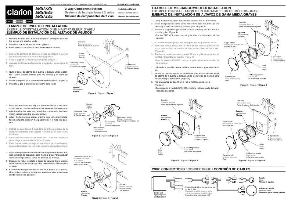 Clarion SRS1725 User Manual | 2 pages