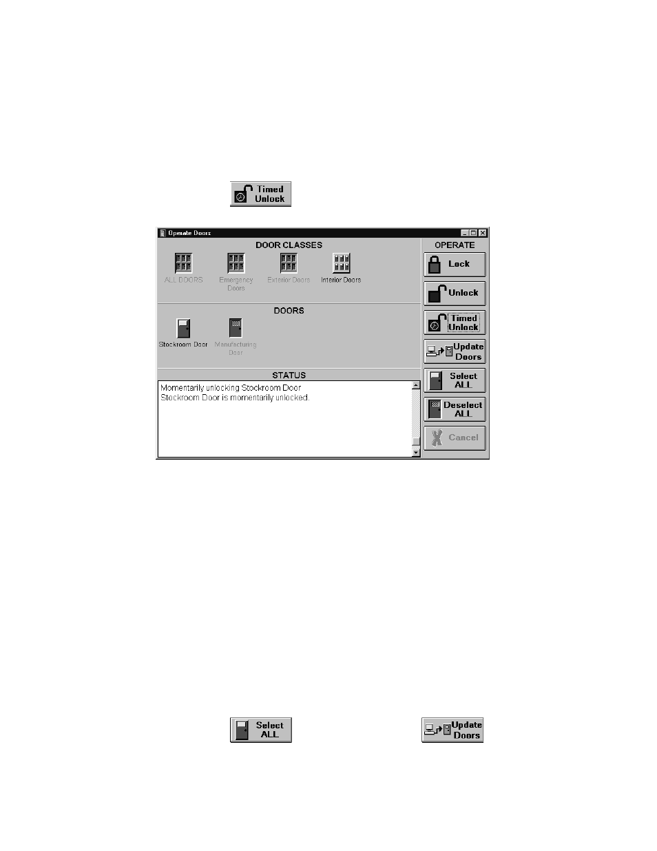 Timed unlock a single door, Update doors, Update all doors | Keri Systems Doors16 User Manual | Page 142 / 220