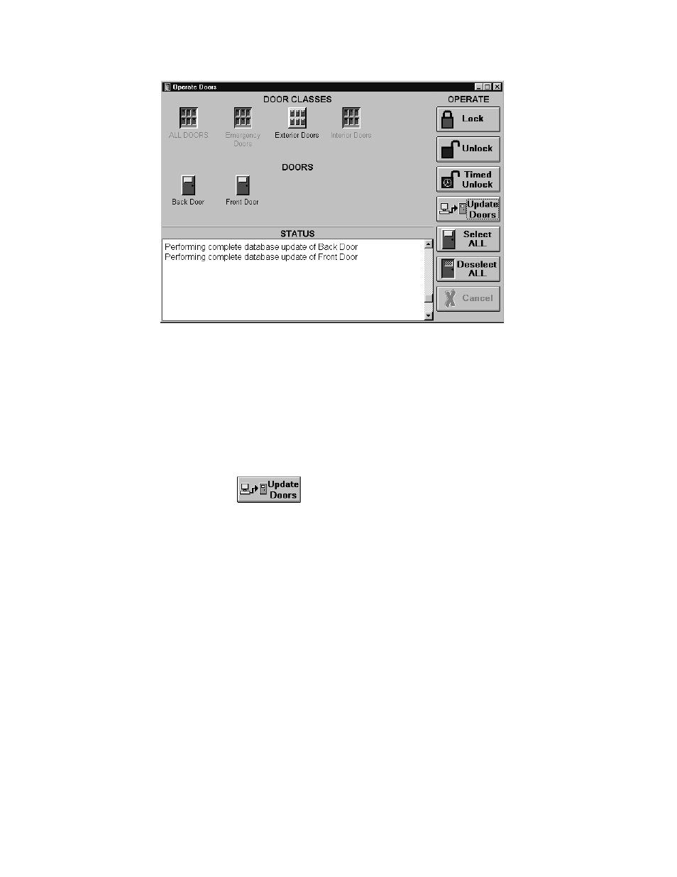 Update a single door in a door class | Keri Systems Doors16 User Manual | Page 144 / 220