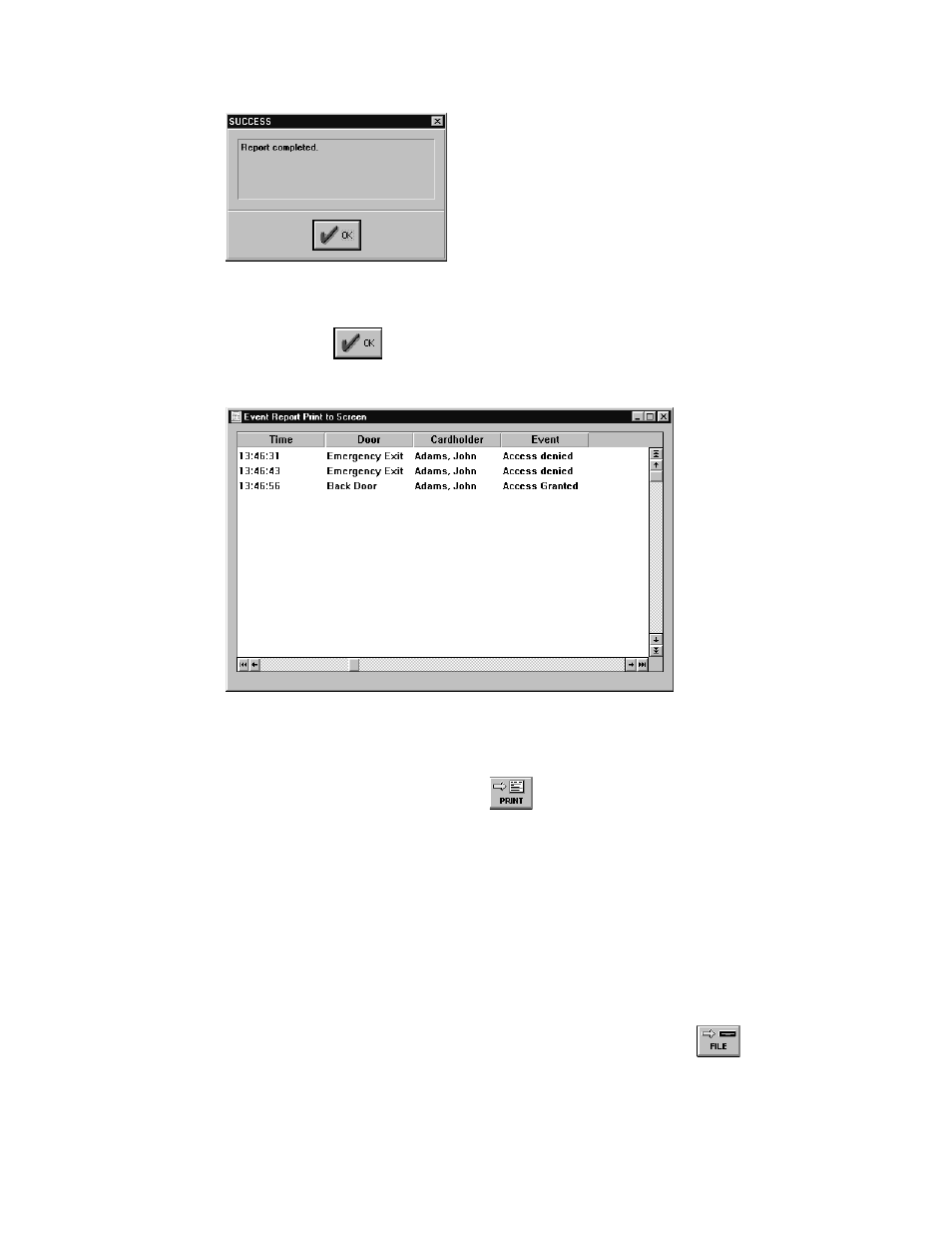 Print report, Save report to file | Keri Systems Doors16 User Manual | Page 154 / 220