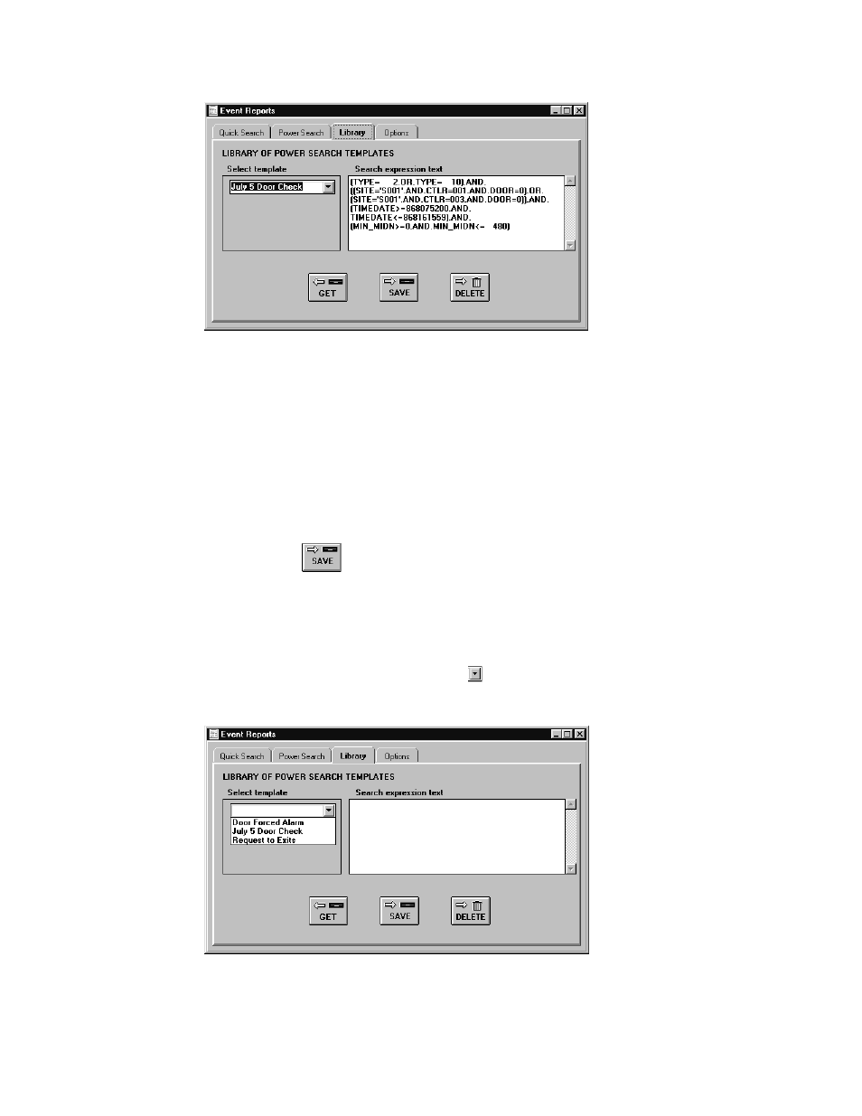 Save a search expression, Get a search expression | Keri Systems Doors16 User Manual | Page 164 / 220