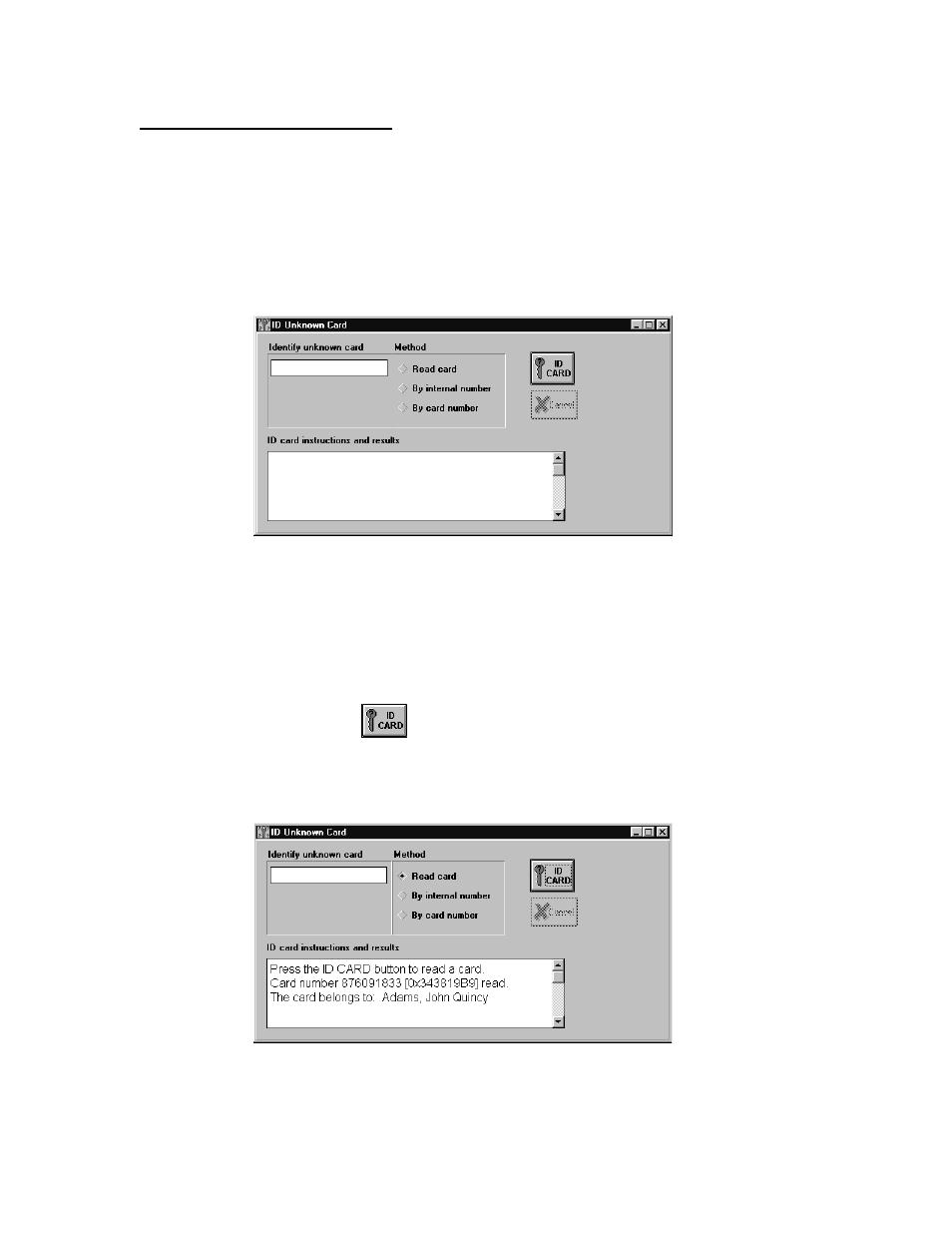 Identify an unknown card, Id by reading the card | Keri Systems Doors16 User Manual | Page 167 / 220