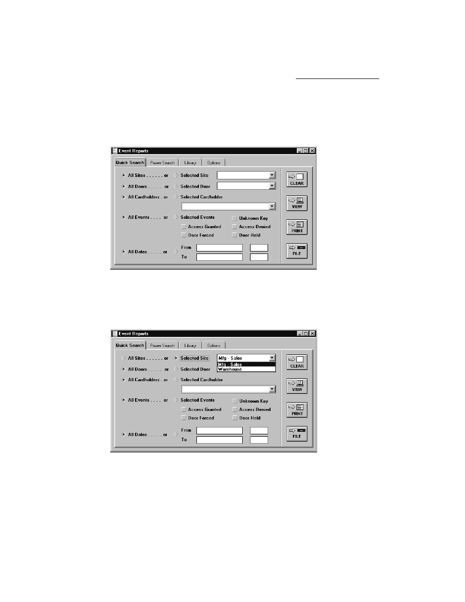 Quick search reports by site | Keri Systems Doors16 User Manual | Page 190 / 220