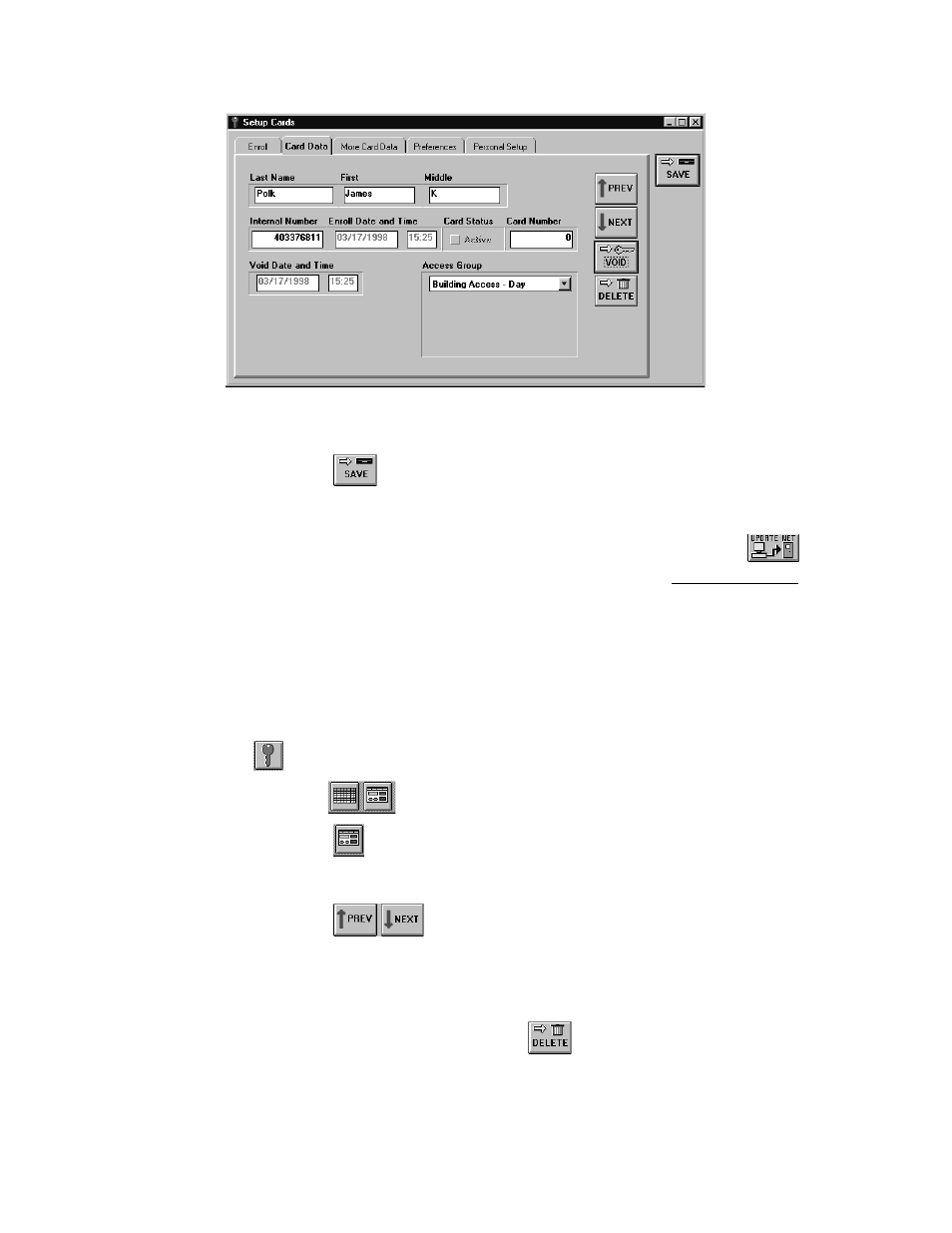 Deleting a card | Keri Systems Doors16 User Manual | Page 96 / 220