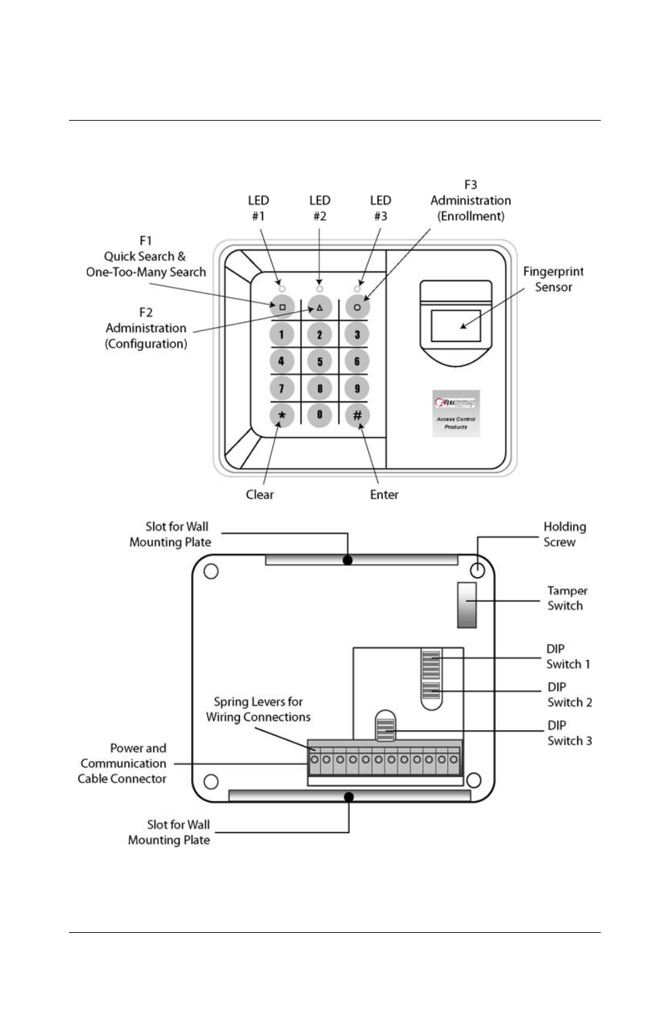 Key parts of the biopointe reader | Keri Systems BioPointe Installation Guide User Manual | Page 2 / 8