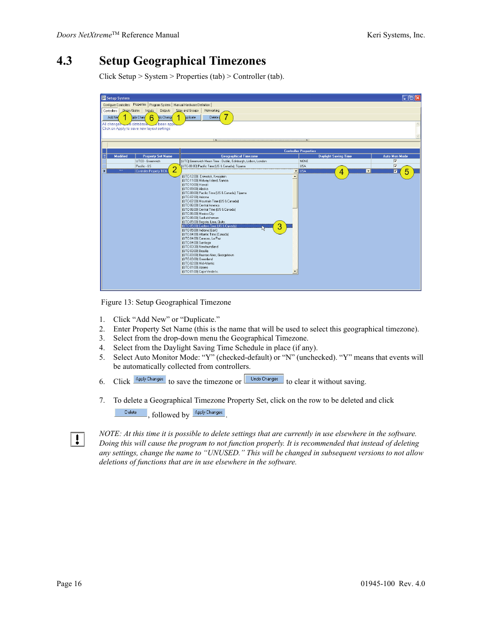 3 setup geographical timezones | Keri Systems Doors NetXtreme User Manual | Page 18 / 74