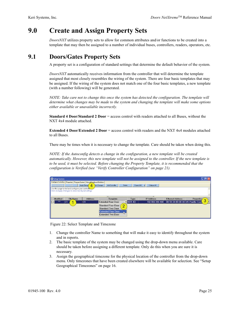 0 create and assign property sets, 1 doors/gates property sets | Keri Systems Doors NetXtreme User Manual | Page 27 / 74