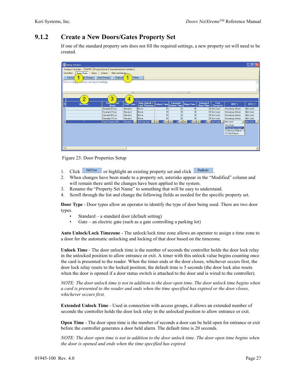 2 create a new doors/gates property set | Keri Systems Doors NetXtreme User Manual | Page 29 / 74