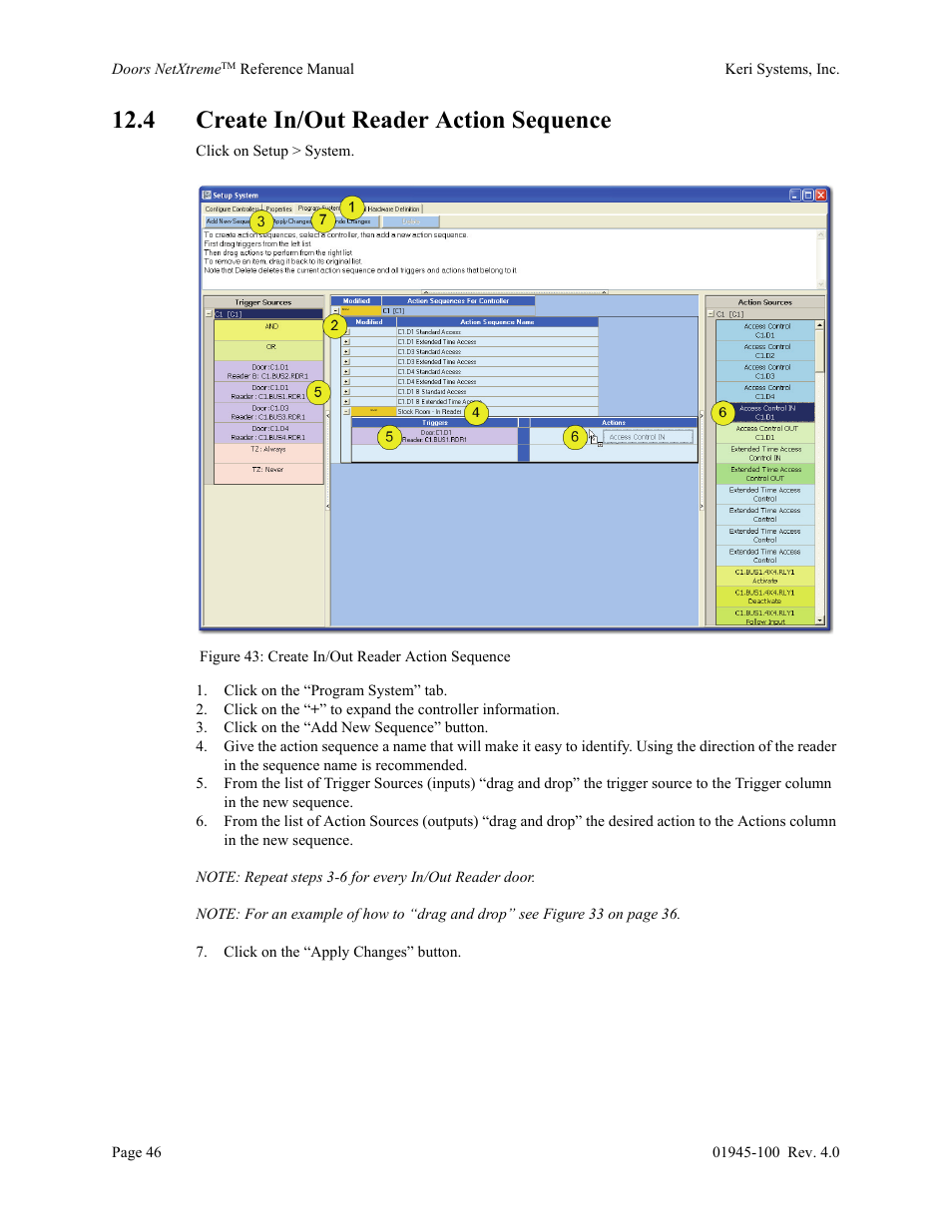 4 create in/out reader action sequence | Keri Systems Doors NetXtreme User Manual | Page 48 / 74