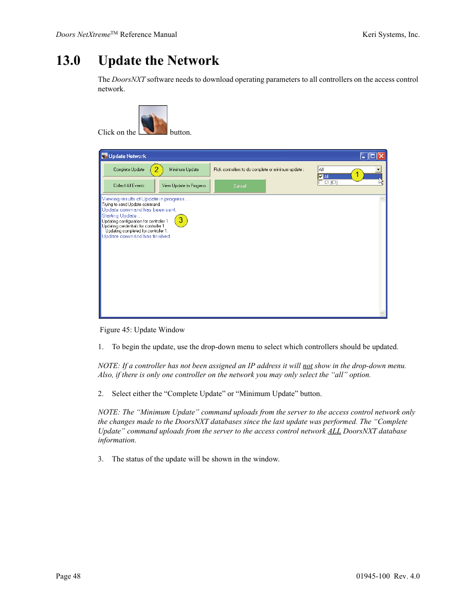 0 update the network | Keri Systems Doors NetXtreme User Manual | Page 50 / 74