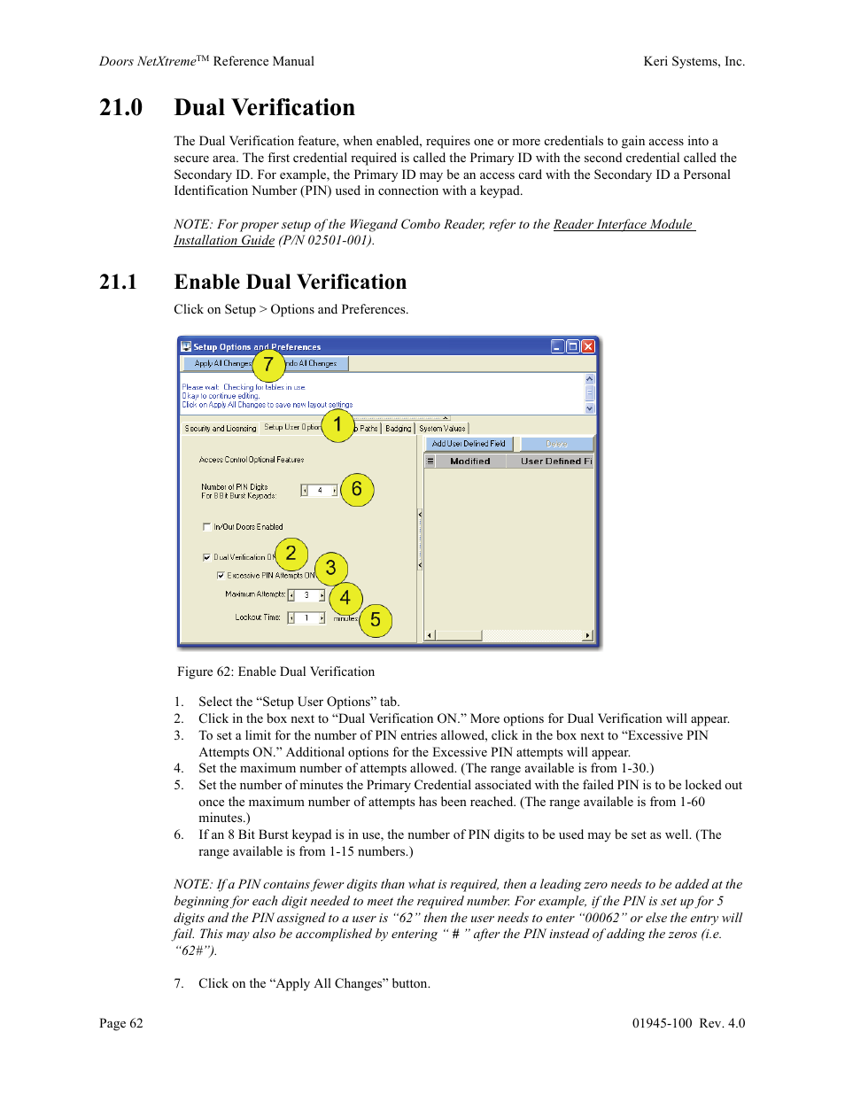 0 dual verification, 1 enable dual verification | Keri Systems Doors NetXtreme User Manual | Page 64 / 74