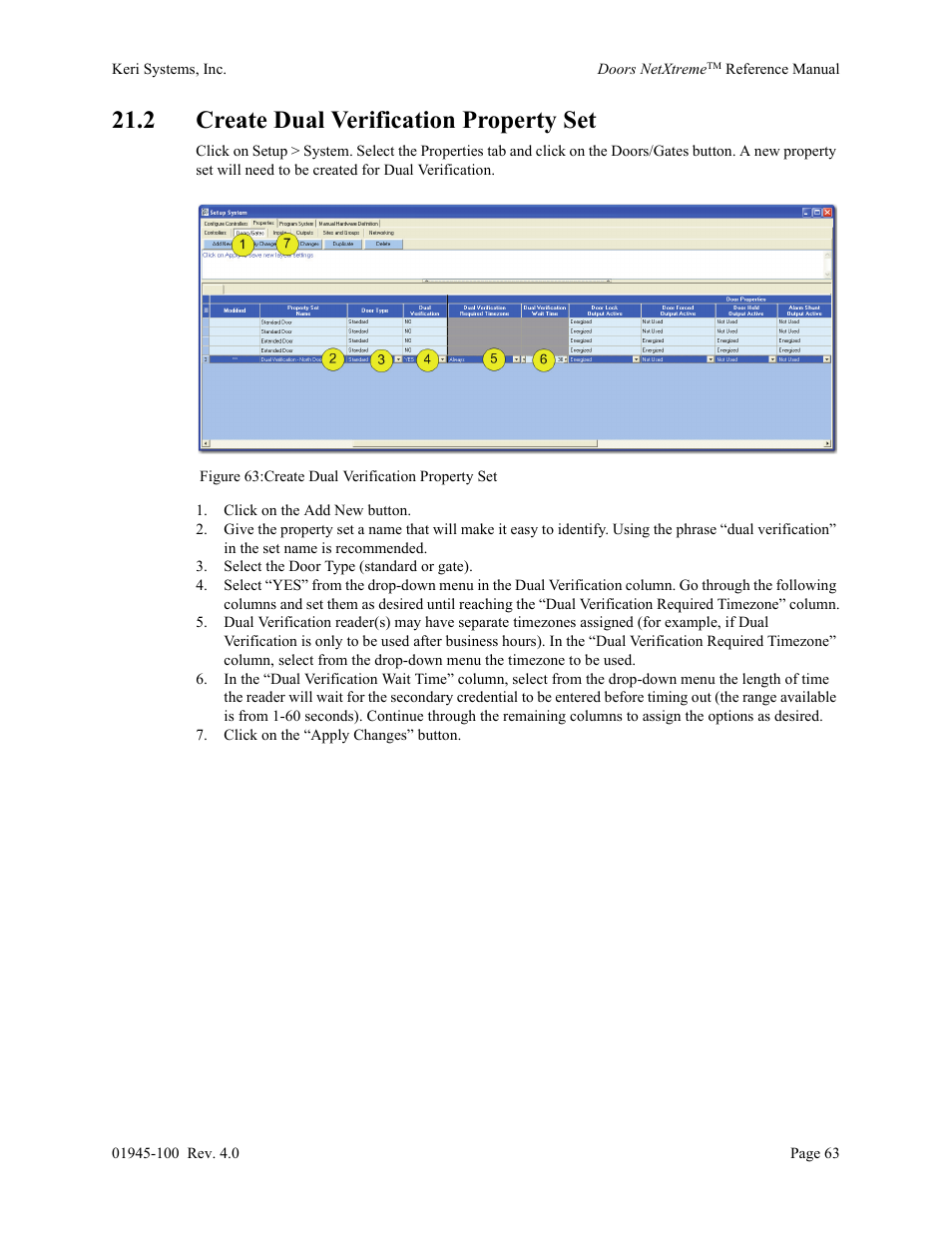 2 create dual verification property set | Keri Systems Doors NetXtreme User Manual | Page 65 / 74