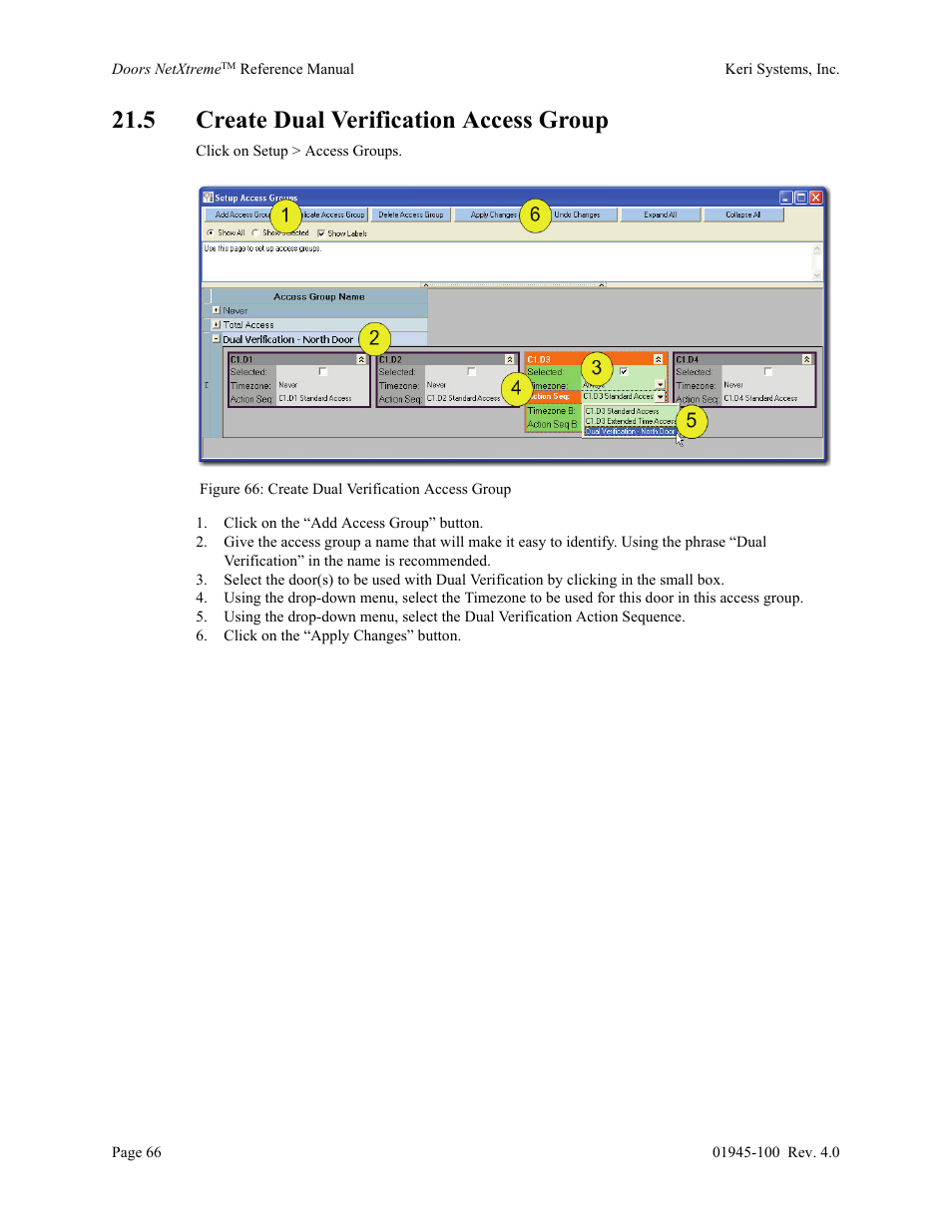 5 create dual verification access group | Keri Systems Doors NetXtreme User Manual | Page 68 / 74