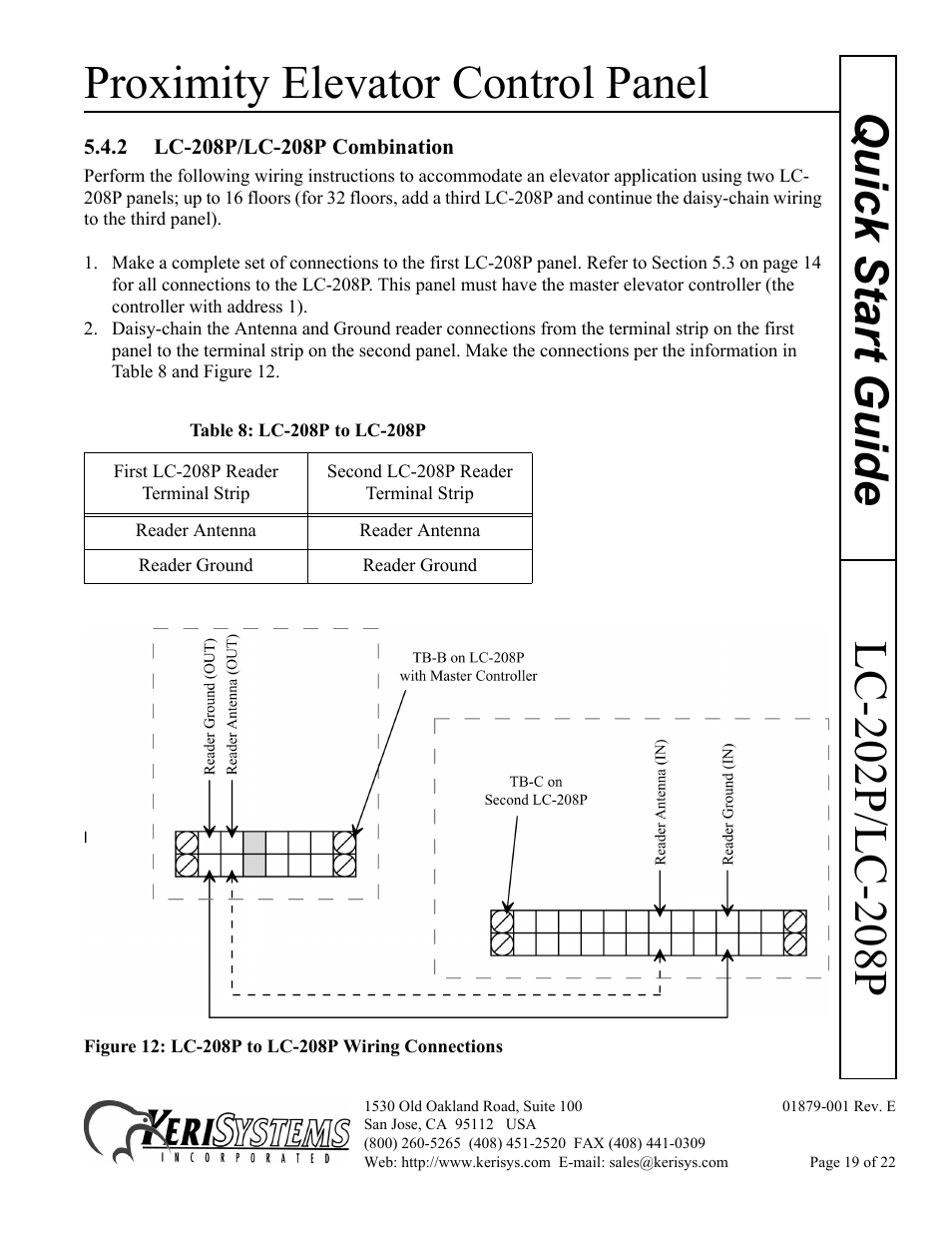 2 lc-208p/lc-208p combination, Proximity elevator control panel | Keri Systems LC-208 Proximity Elevator Control User Manual | Page 19 / 22