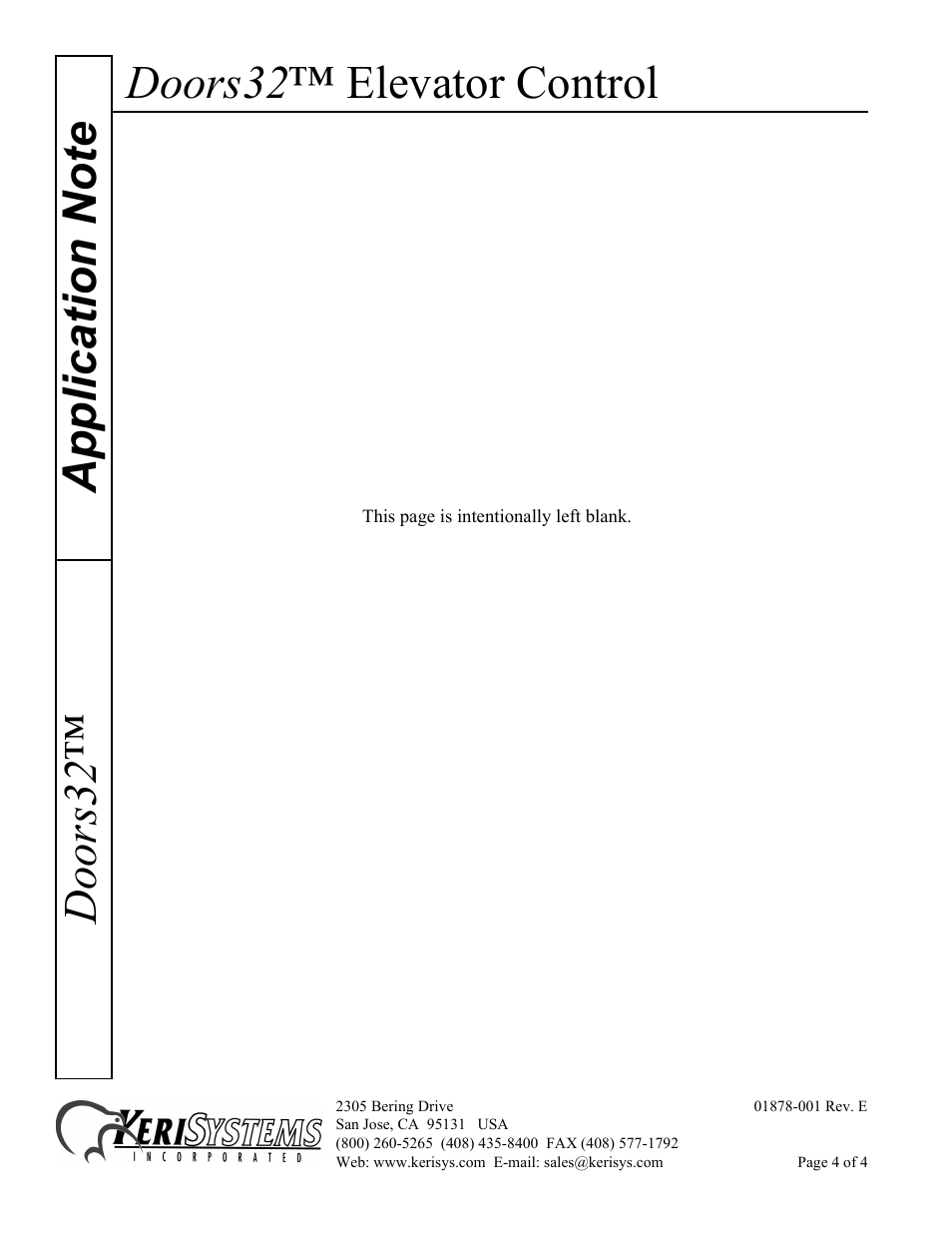 Doors32 ™ elevator control | Keri Systems Doors32 Elevator Control User Manual | Page 4 / 4