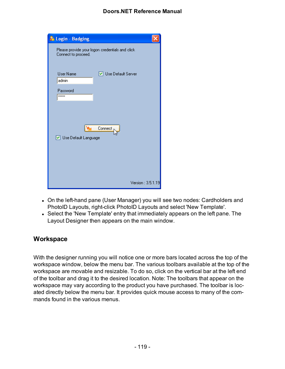 Workspace | Keri Systems Doors.NET Manual User Manual | Page 119 / 602