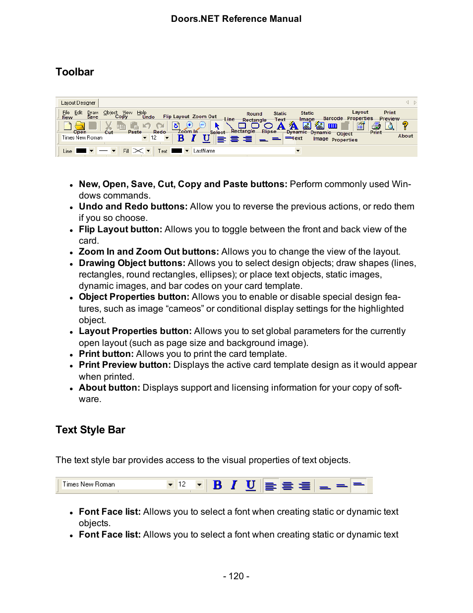 Toolbar, Text style bar | Keri Systems Doors.NET Manual User Manual | Page 120 / 602