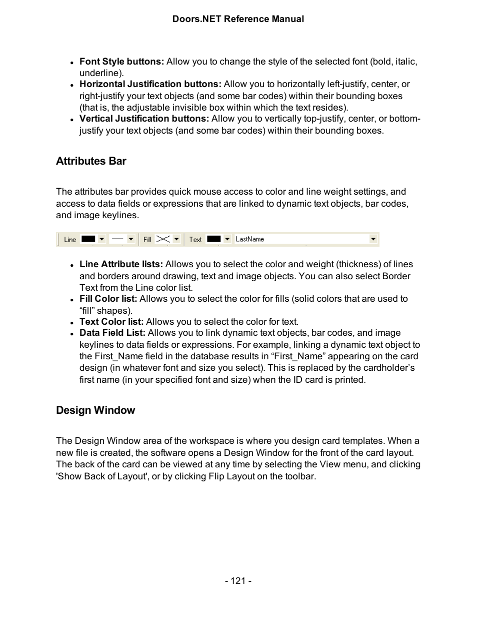 Attributes bar, Design window | Keri Systems Doors.NET Manual User Manual | Page 121 / 602