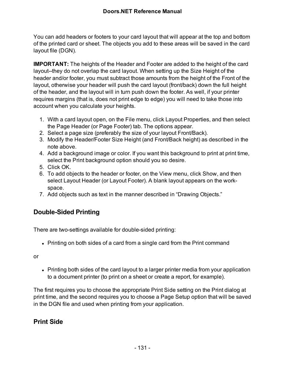 Double-sided printing, Print side | Keri Systems Doors.NET Manual User Manual | Page 131 / 602