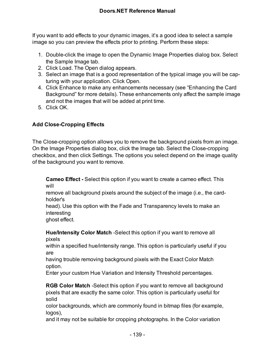 Add close-cropping effects | Keri Systems Doors.NET Manual User Manual | Page 139 / 602