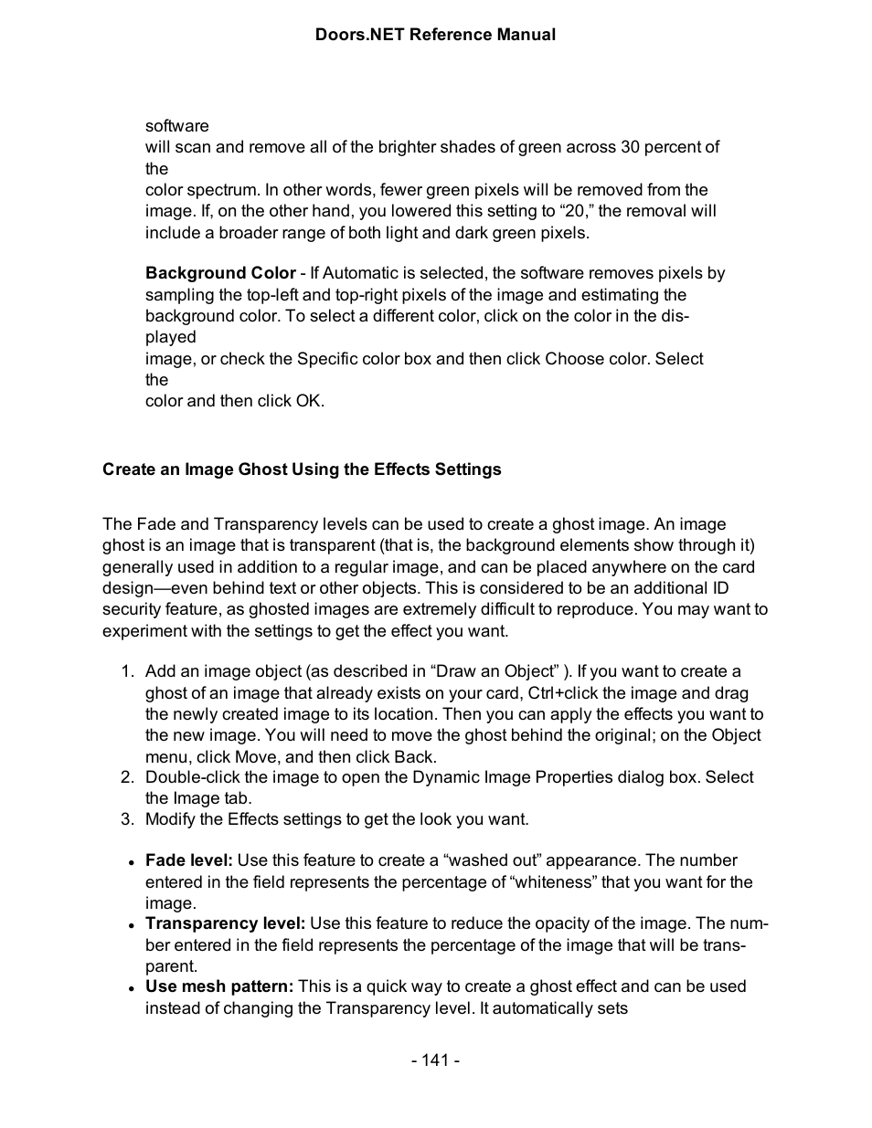 Create an image ghost using the effects settings | Keri Systems Doors.NET Manual User Manual | Page 141 / 602