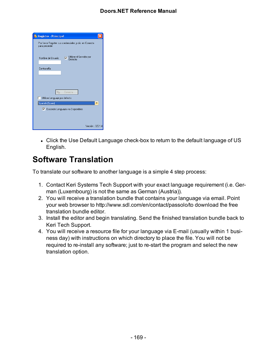 Software translation | Keri Systems Doors.NET Manual User Manual | Page 169 / 602