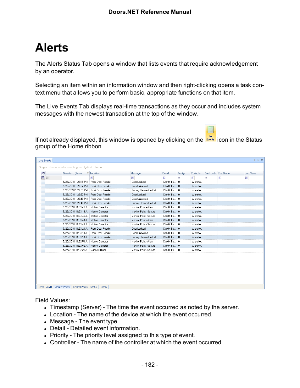 Alerts | Keri Systems Doors.NET Manual User Manual | Page 182 / 602