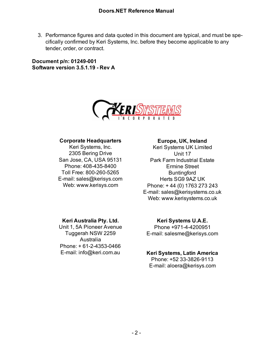 Keri Systems Doors.NET Manual User Manual | Page 2 / 602