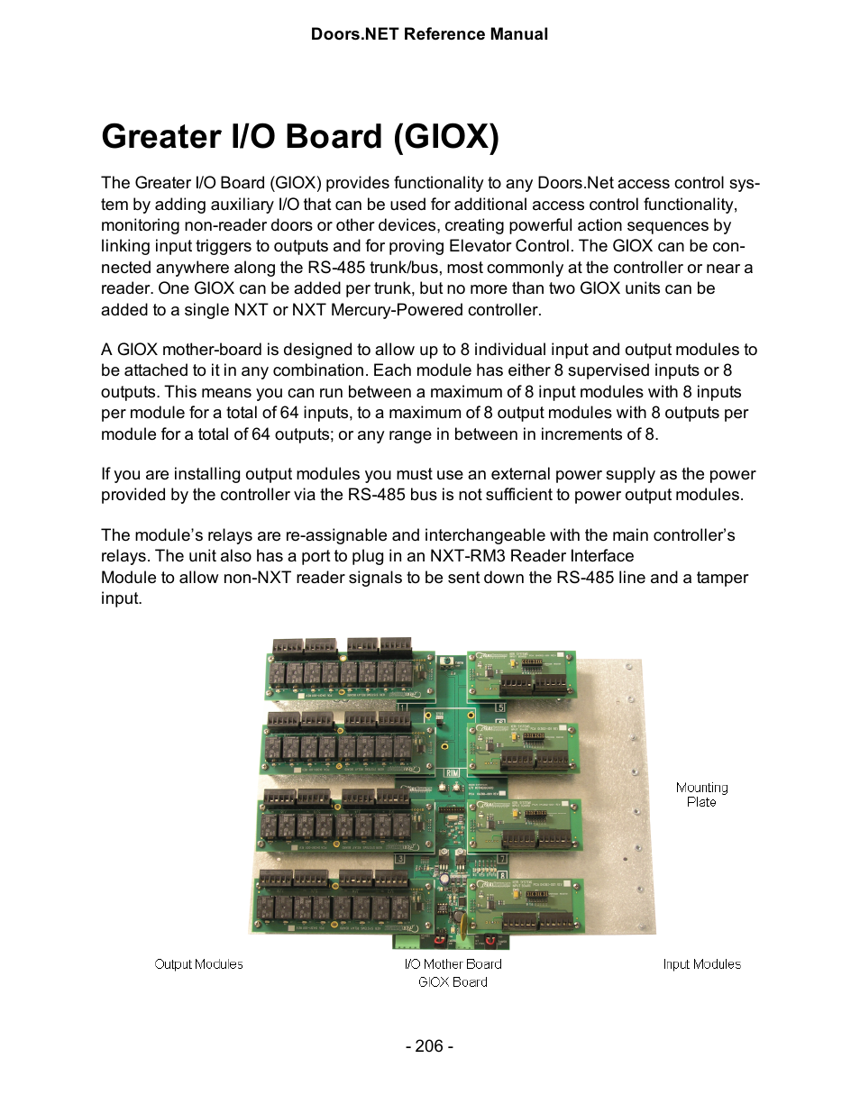 Greater i/o board (giox), Greater i/o expansion board | Keri Systems Doors.NET Manual User Manual | Page 206 / 602