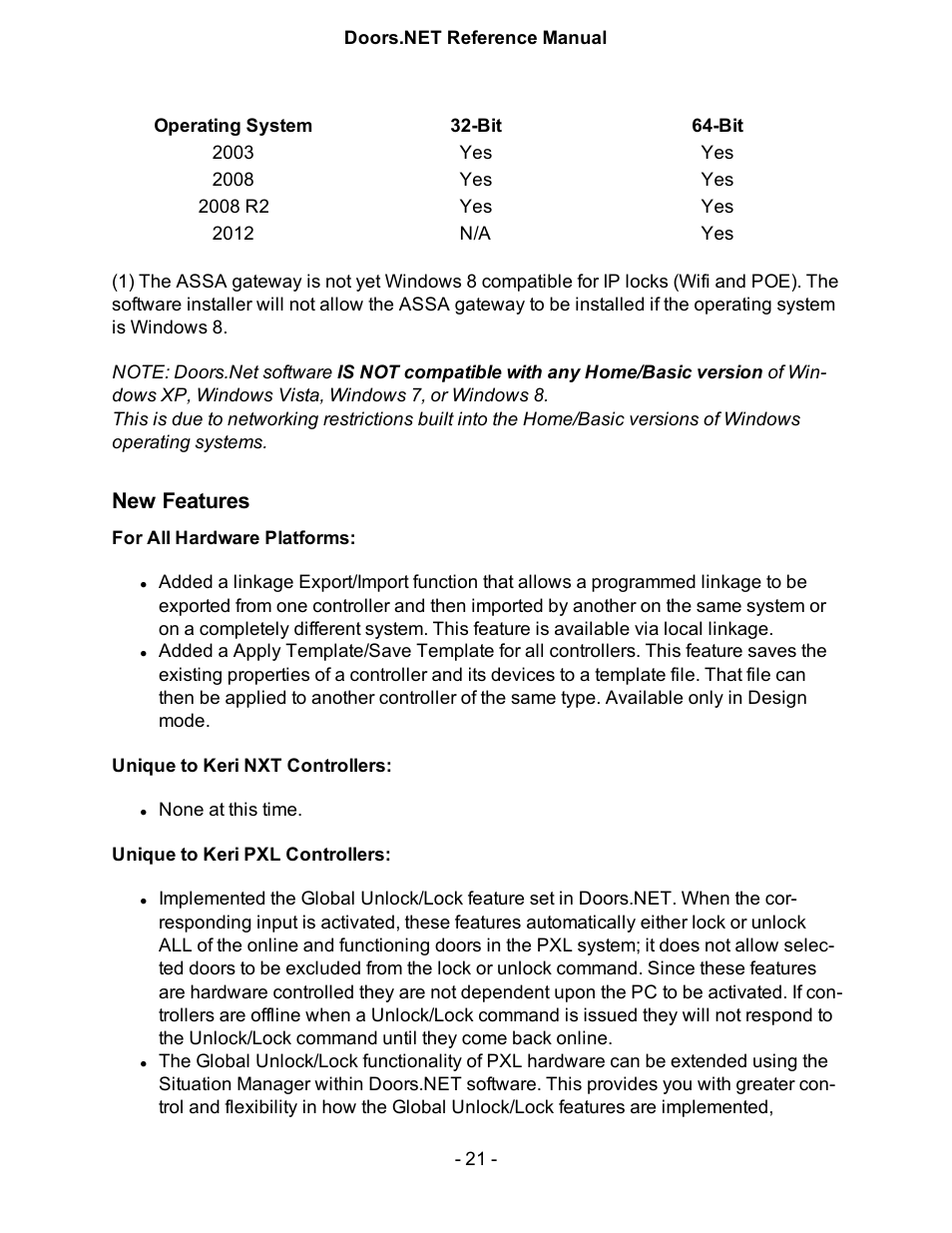 New features | Keri Systems Doors.NET Manual User Manual | Page 21 / 602