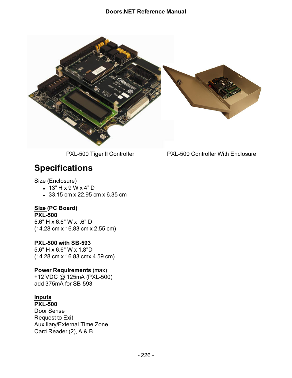 Specifications | Keri Systems Doors.NET Manual User Manual | Page 226 / 602