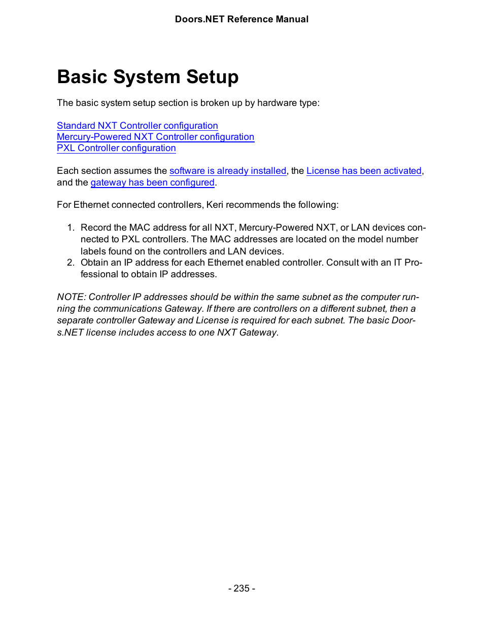 Basic system setup | Keri Systems Doors.NET Manual User Manual | Page 235 / 602