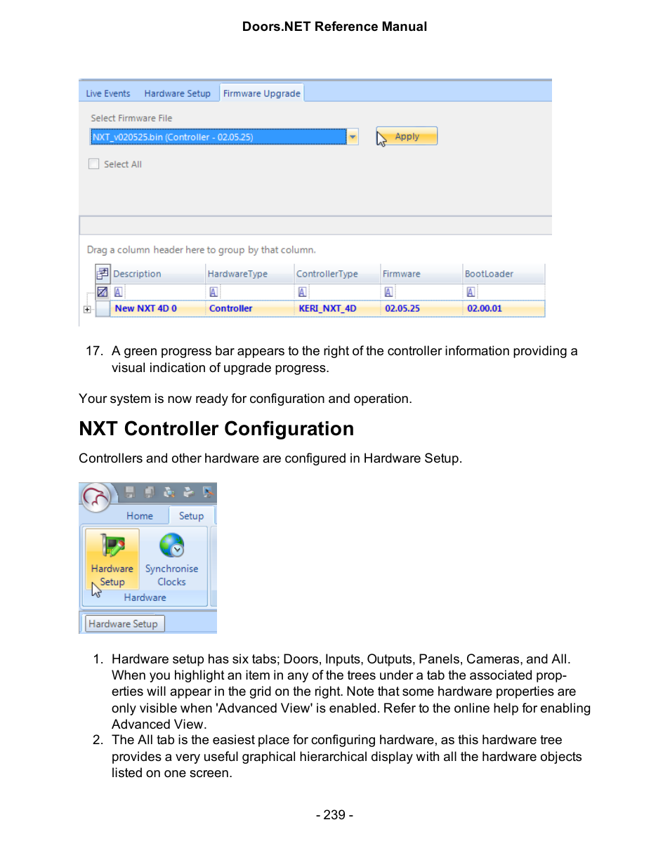 Nxt controller configuration | Keri Systems Doors.NET Manual User Manual | Page 239 / 602