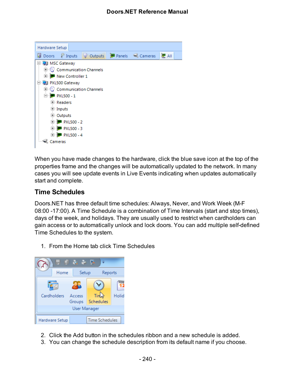 Time schedules | Keri Systems Doors.NET Manual User Manual | Page 240 / 602