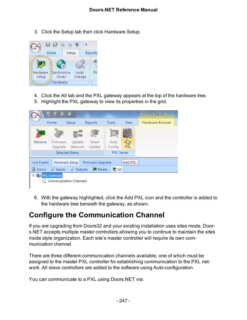 Configure the communication channel | Keri Systems Doors.NET Manual User Manual | Page 247 / 602