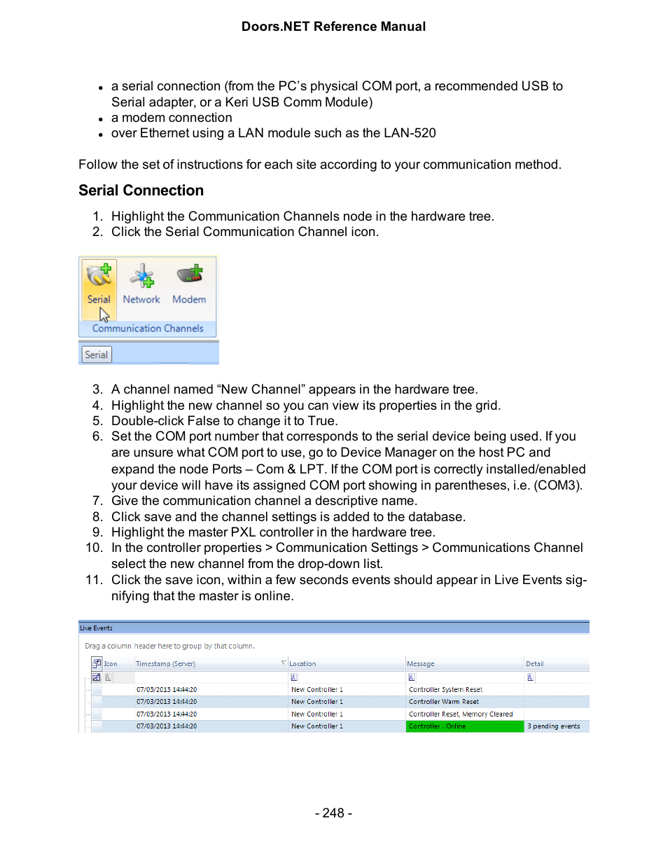 Serial connection | Keri Systems Doors.NET Manual User Manual | Page 248 / 602
