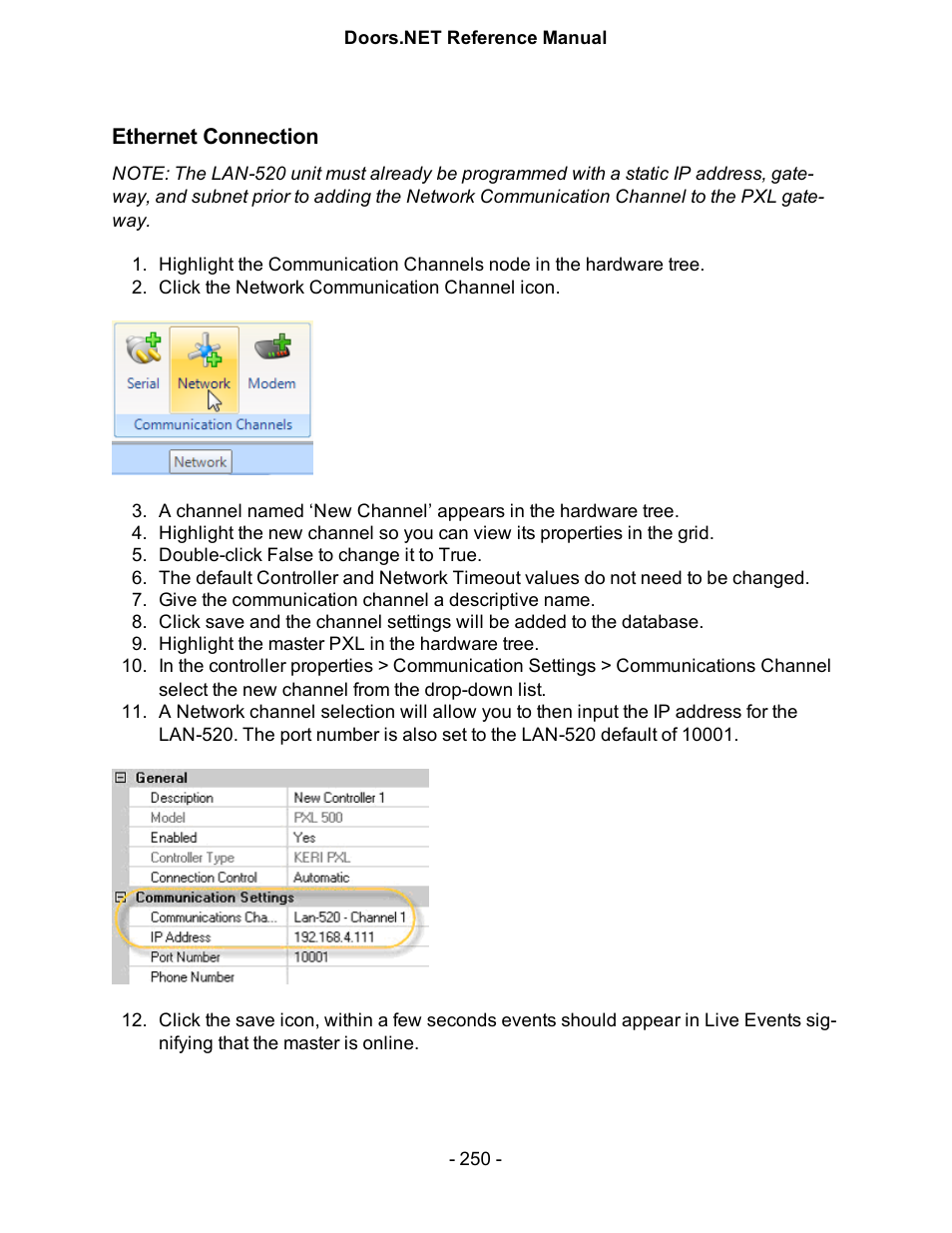 Ethernet connection | Keri Systems Doors.NET Manual User Manual | Page 250 / 602