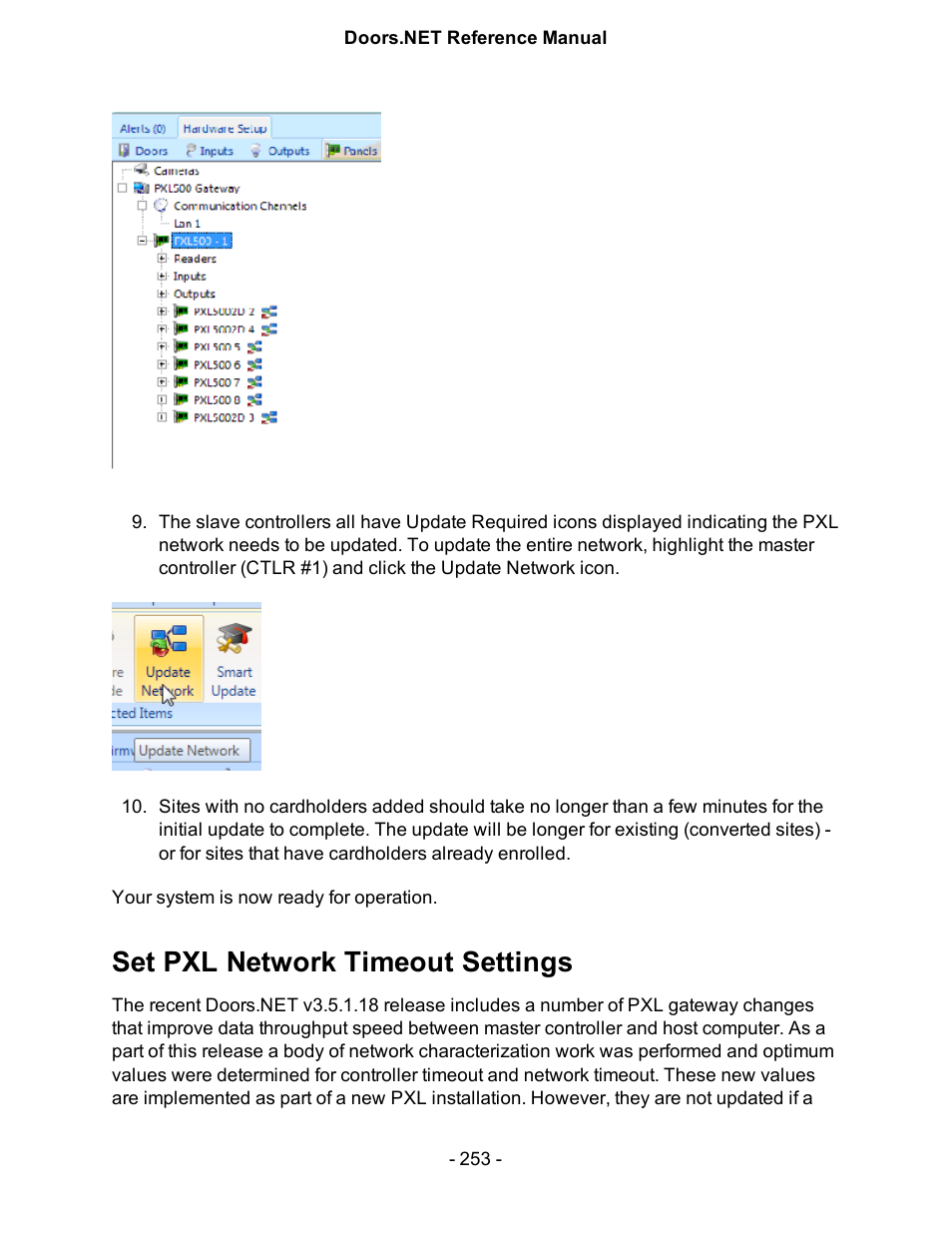 Set pxl network timeout settings | Keri Systems Doors.NET Manual User Manual | Page 253 / 602